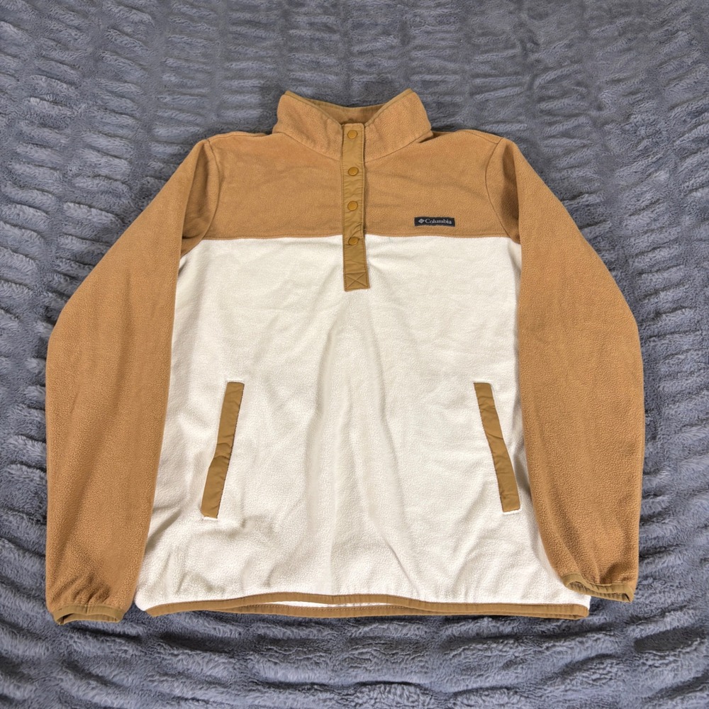 Columbia Benton Springs Snap Fleece Pullover Tan Cream XL0359 Womens Medium